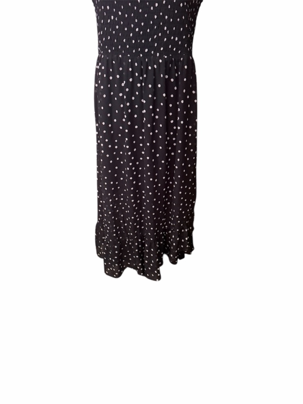 Maurices Black‎ Polka Dot Midi Dress with Ruffle Straps - Picture 2 of 8